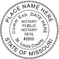 Missouri Round Notary Stamp with Expiration Date and County