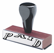 Classic vintage PAID rubber stamp with wood handle.
