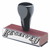 Classic vintage RECEIVED rubber stamp with wood handle.