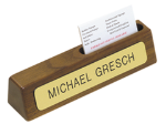 2x8 Walnut Desk Nameplate w/Business Card Holder